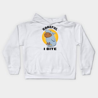 Careful I bite Capybara Shark Kids Hoodie